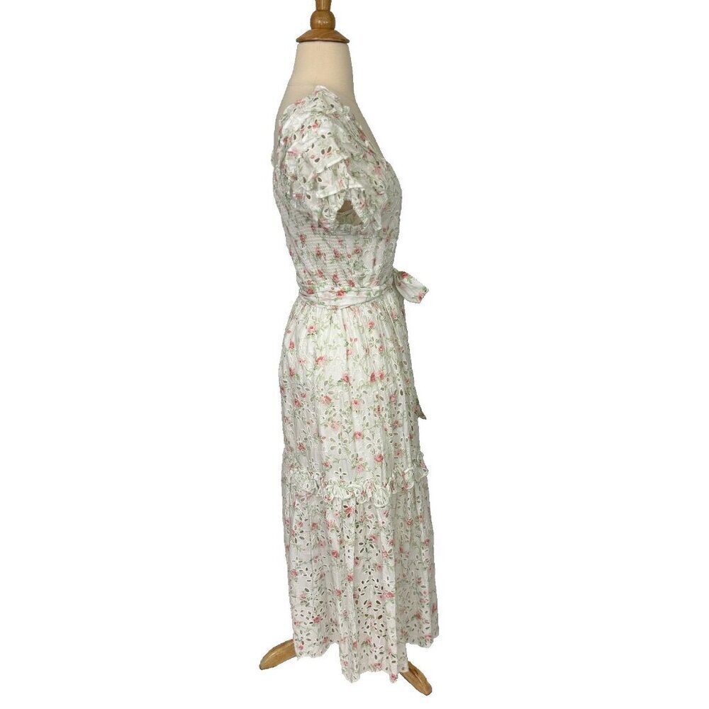 LoveShackFancy x Target Clementine Floral Eyelet Ruffle Tiered Midi Dress Size 2 - Picture 3 of 11